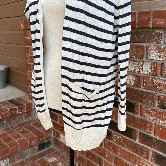 Madewell Navy and Cream Striped Open Front Cardigan Size XXS - Picture 3 of 7